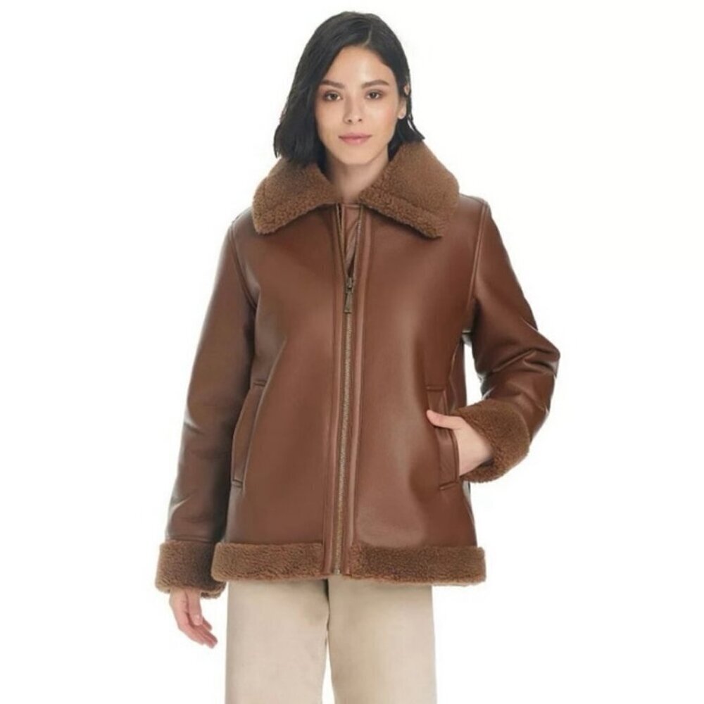UGG Koolaburra Brown Faux Shearling Lined Full Zip Jacket Women’s Small